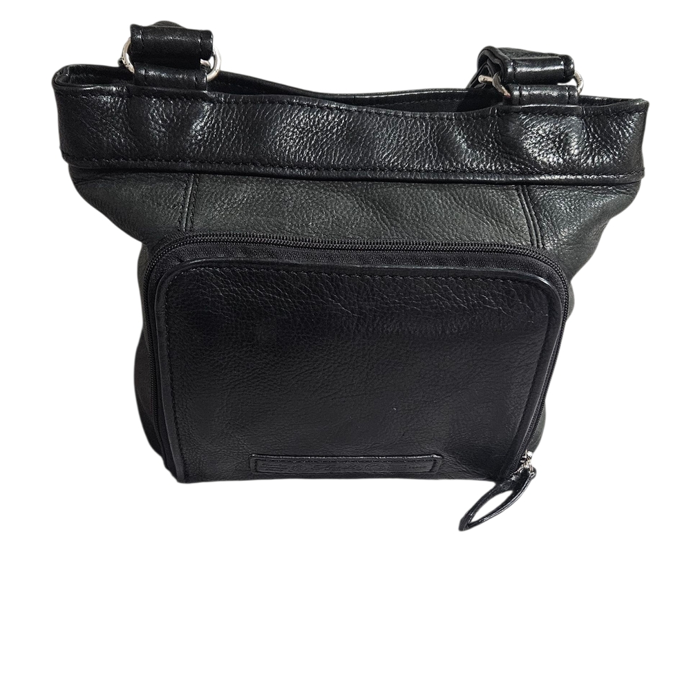 VTG Y2K Fossil Black & DrkGreen Leather Shoulder Bag 75802